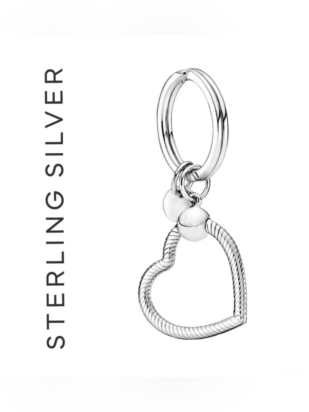 🌟🌟 925 Sterling Silver Large Heart Charm Key Ring